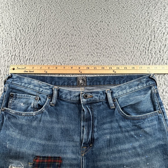 PRPS Le Sabre Jeans Mens 36 Distressed Paint Splatter Patchwork Indigo Tapered - Picture 6 of 16